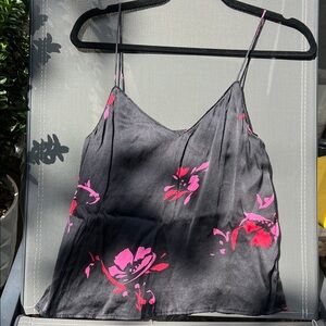 Ganni Black and Pink Floral Camisole